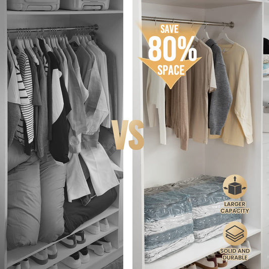 TAILI 6 Pack Vacuum Storage Bags, Jumbo Cube (31x40x15 Inch), Extra Large Vacuum Seal Bags for Clothing, Comforters, Blankets, Bedding, Closet Organization Space Saving, Cream