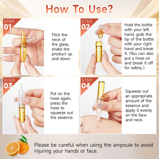 Vitamin C Face Serum, Hyaluronic Acid + Niacinamide + Ascorbic Acid, Anti Aging Facial Serum Ampoules for Wrinkles, Firmness & Moisturizing, Organic Vitamin C for Face with Three Boxes of 21 Ampoules