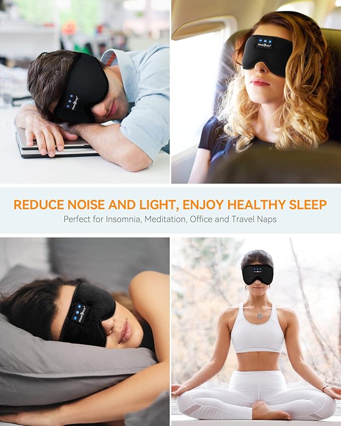 MUSICOZY 3D Bluetooth Sleep Mask with Headphones, Wireless Music Sleep Headband Eye Mask for Side Sleepers, Men, Women, and Mom, Ideal for Sleeping, Travel, Meditation, Cool Tech Gifts