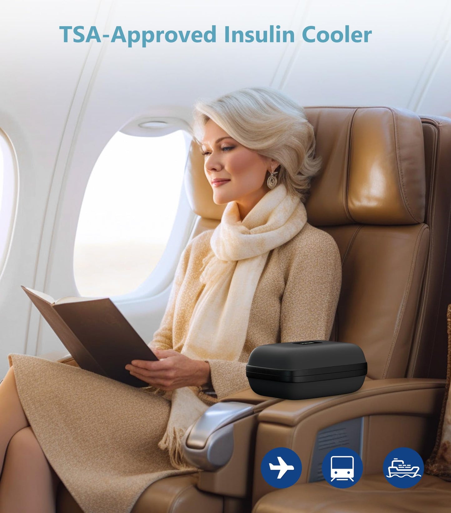 Insulin Cooler Travel Case with Temperature Display, TSA Approved Diabetic Cooling Bag for Insulin Pens and Supplies, Refrigerated Medicine Organizer with 2 Ice Packs