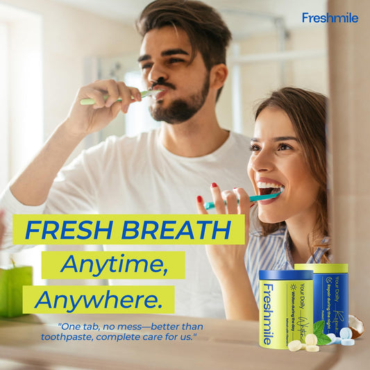 Freshmile Whitening Toothpaste Tablets with Nano-Hydroxyapatite (NHA), Natural Teeth Whitening & Repair, Xylitol for Fresh Breath, Fluoride-Free, Protects Sensitive Teeth & Gums (120 Count)