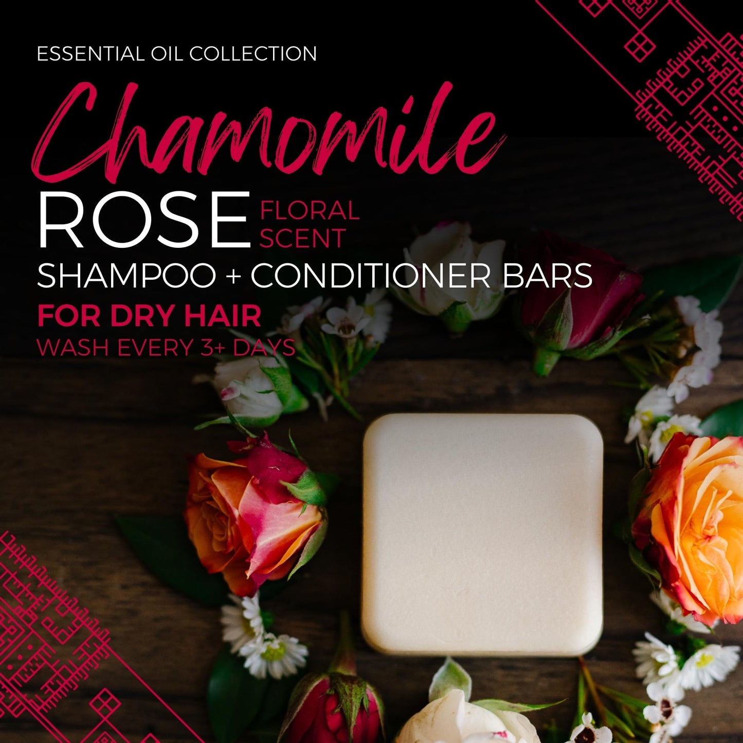 Viori Chamomile Rose Essential Oil Conditioner Bar Made with Rice Water - Handcrafted All Natural Organic Conditioner