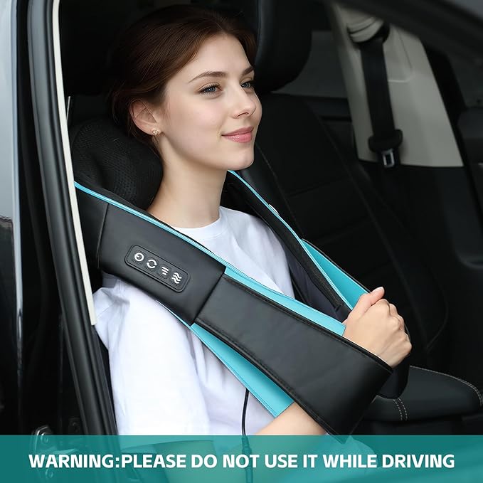 cotsoco Neck Massager, Shiatsu Neck and Back Massager with Heat for Pain Relief, Deep Tissue 3D Kneading Massage Pillow, Relaxation Gifts for Men and Women, Gifts for Dad, Elderly,Wife(Turquoise)