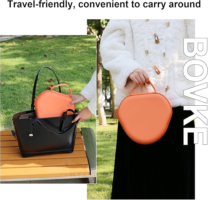 BOVKE Hard Carrying Case with Sleep Mode for Apple AirPods Max Wireless Over-Ear Headphones, AirPods Max Protective Portable Storage Bag with Mesh Pocket for USB-C Charging Cables Accessories, Orange