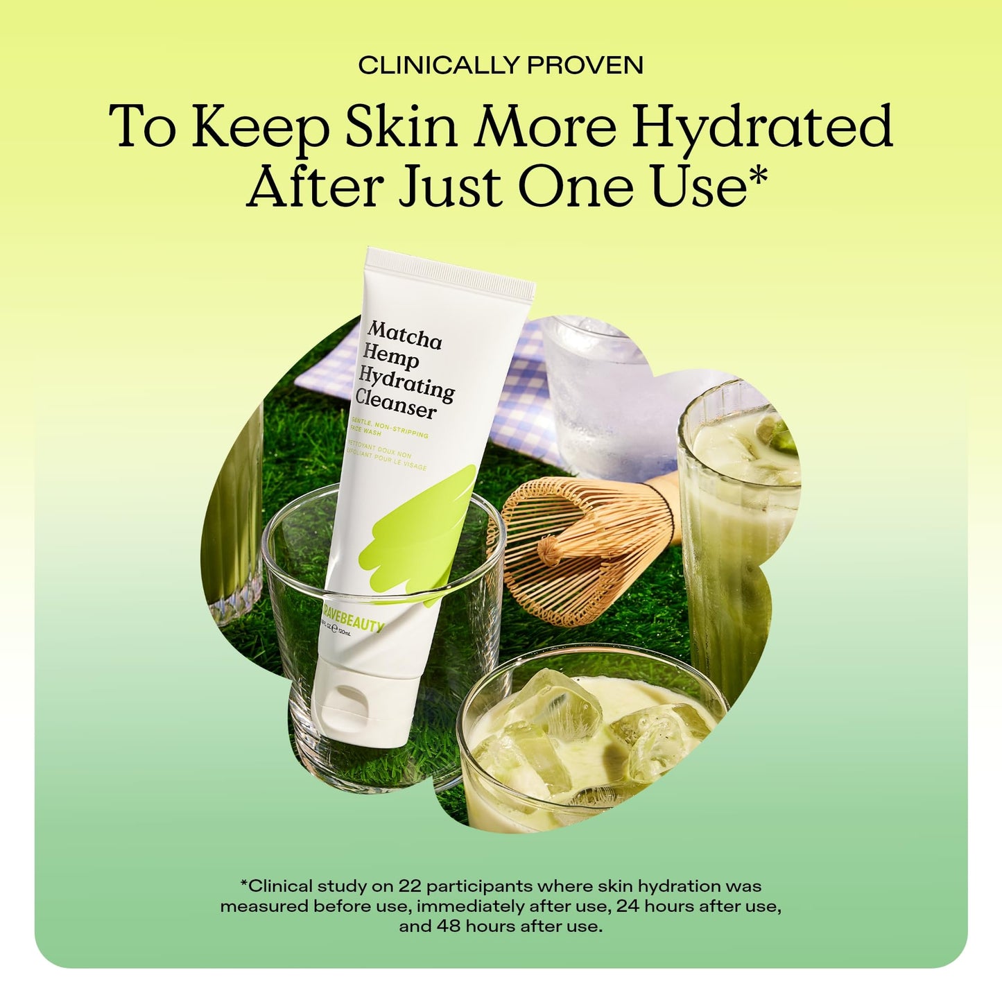 KraveBeauty Matcha Hemp Hydrating Cleanser - Daily Gentle Non-Stripping Face Wash Enriched with Matcha and Hemp Seed Oil, for All Skin Types, Vegan and Cruelty Free, 4.05 fl oz