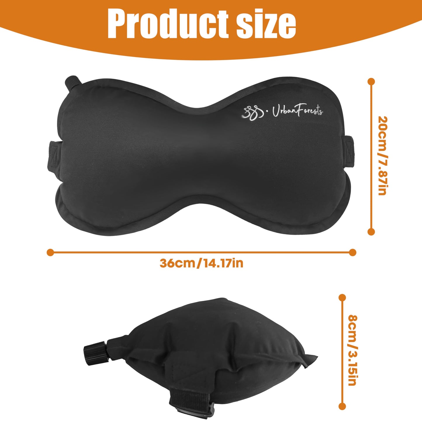 SSS·UrbanForests Inflatable Lumbar Pillow for Travel, Lumbar Support Self-Inflating for Car, Neck Pillow Inflatable Lumbar Support Travel Lumbar Pillow for car (Black)