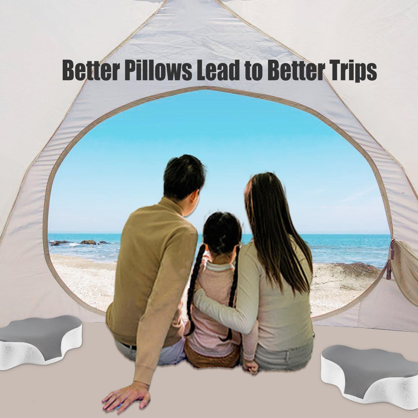 Bespilow Travel Pillow for Sleeping,Cervical Neck Support Pillow for Neck Pain Relief,Lightweight Ergonomic Memory Foam Camping Pillow,Portable Contour Pillows w/Travel Storage Bag,Cooling Cover