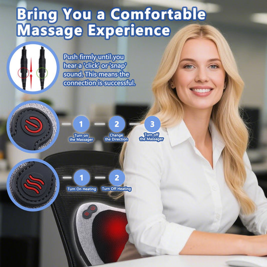 GAXEZO Massage Pillow, Neck and Back Massager with Heat, Shiatsu Massage Pillow for for Back, Shoulder, Leg, Foot, Gift for Men Women Mom Dad, Stress Relax at Home Office and Car