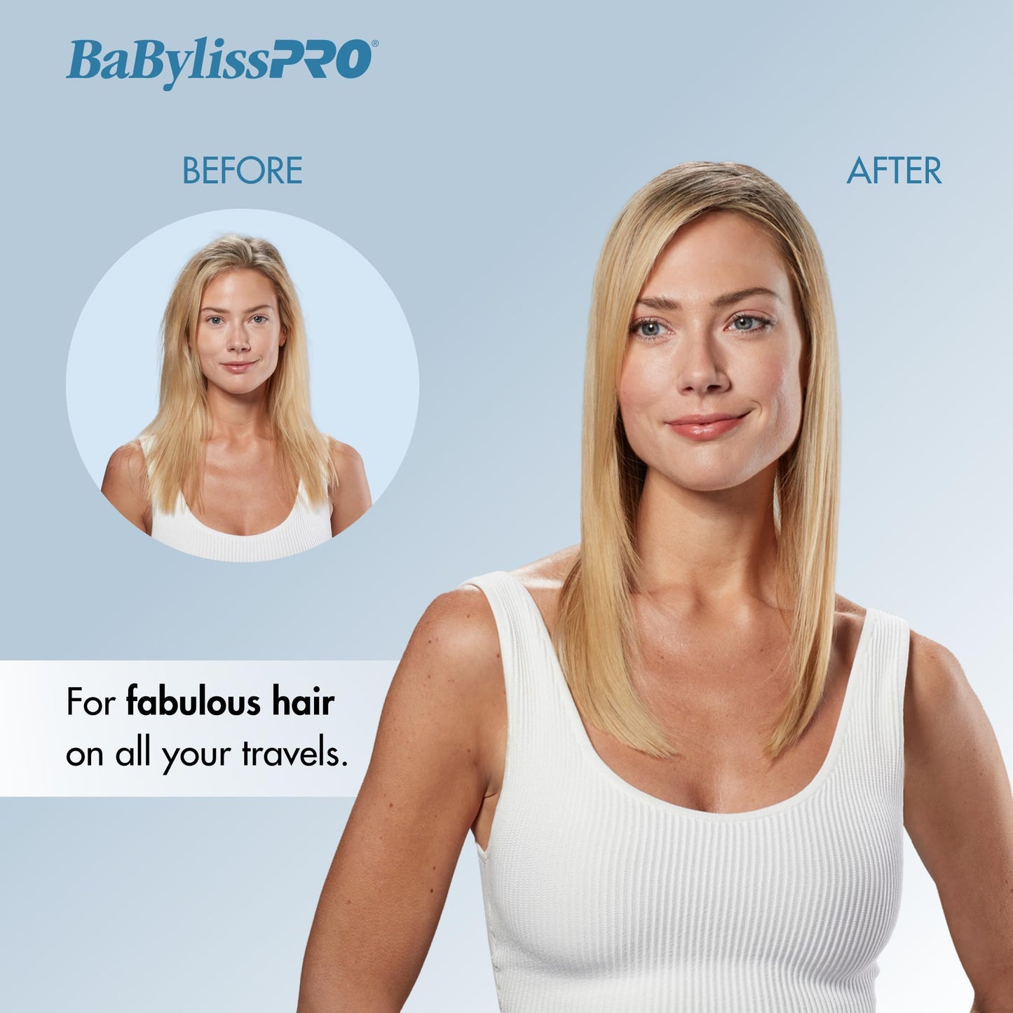 BaBylissPRO Nano Titanium Travel Dryer, Blue