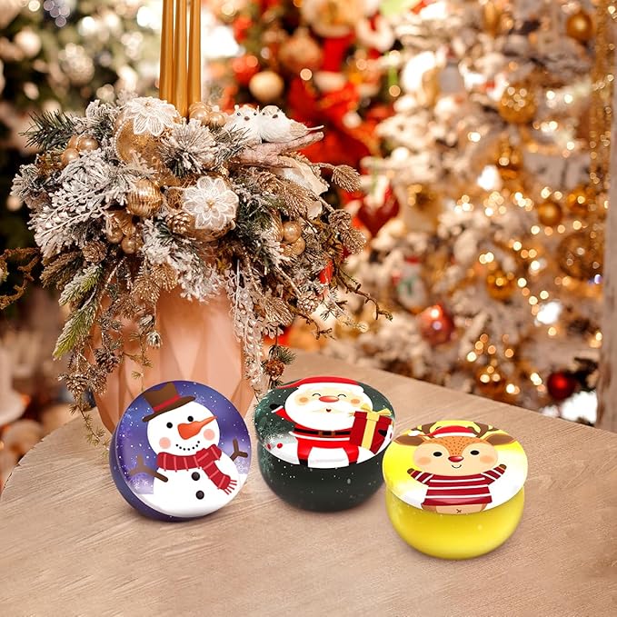 Christmas Scented Candle Set, 3 Pack Natural Soy Candles, 2.5 oz Apple Cinnamon, Cedar, Vanilla Cake, 15-20 Hour Burn Time, Holiday Gift Set for Home Decor Stress Relief and Aromatherapy