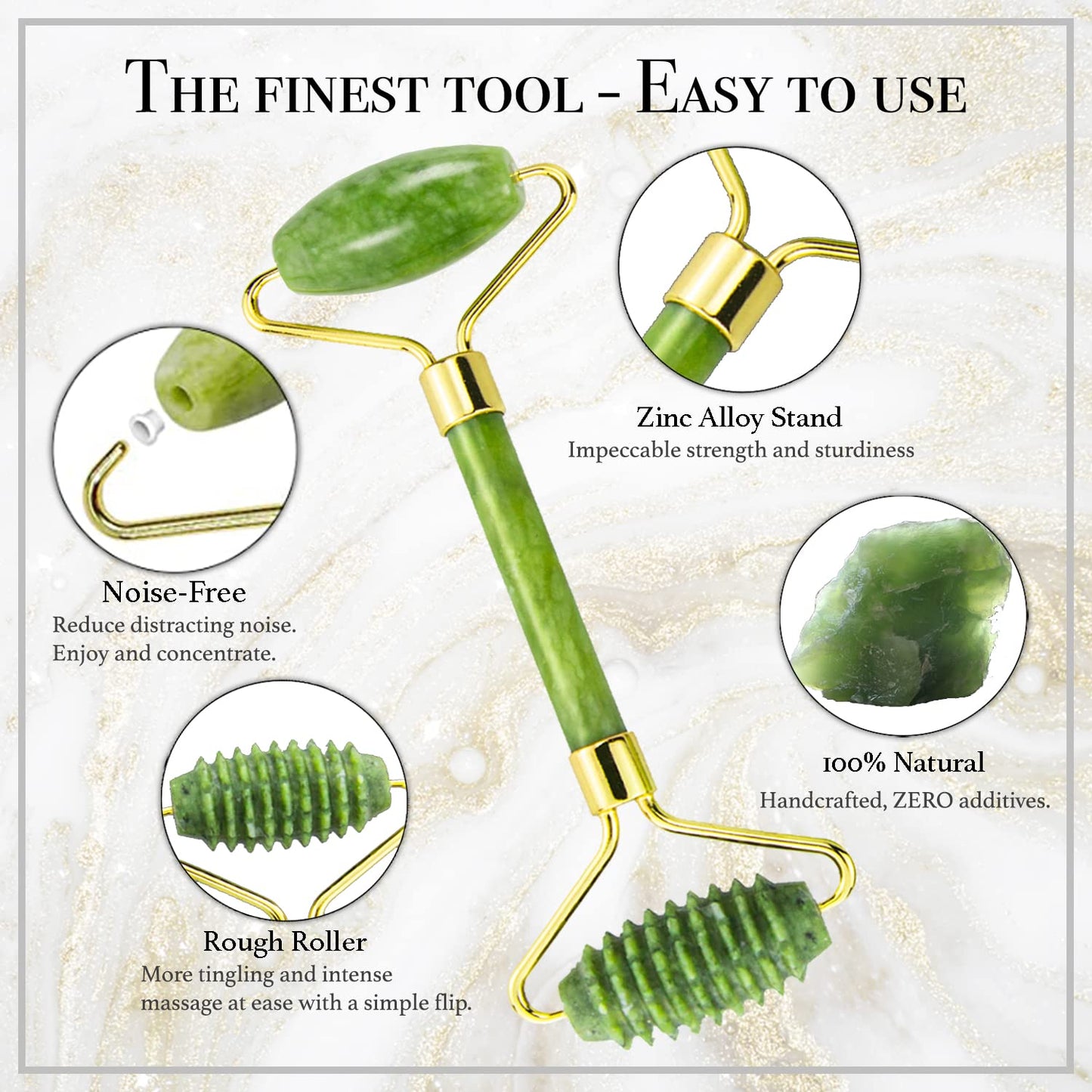 XPECIAL Gua Sha & Jade Roller 3 in 1, Face Roller, Guasha Facial Massage Skin Care Tool Set, Massager for Removal of Wrinkles & Eye Puffiness, Anti-Aging & Body Relaxation