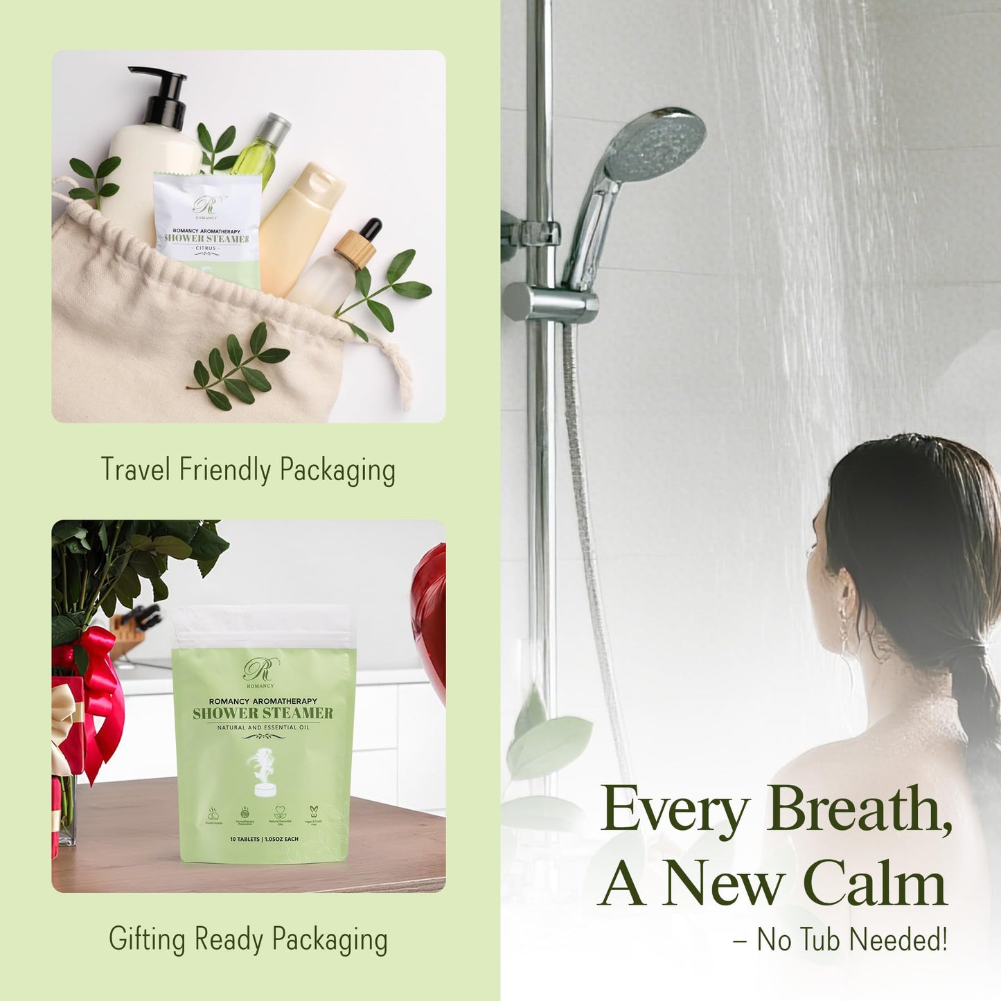 ROMANCY Shower Steamers Aromatherapy with Eucalyptus, Mint & Citrus Shower Bombs for Sinus Relief Relaxation Stress Self-Care Spa Gift Set for Women Men Travel Essentials Christmas Stocking Stuffers