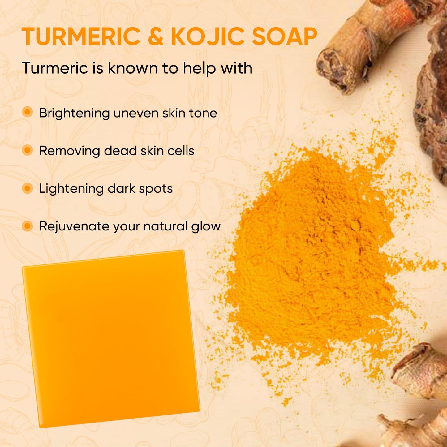 Turmeric Soap Bar and Turmeric Face Cream and Turmeric Face Wash Set for Face & Body, Facial Cleanser, Soothing, Hydrating Skin Care Set for All Skin Type, Cleansing Mousse, Bring a Bubble Net