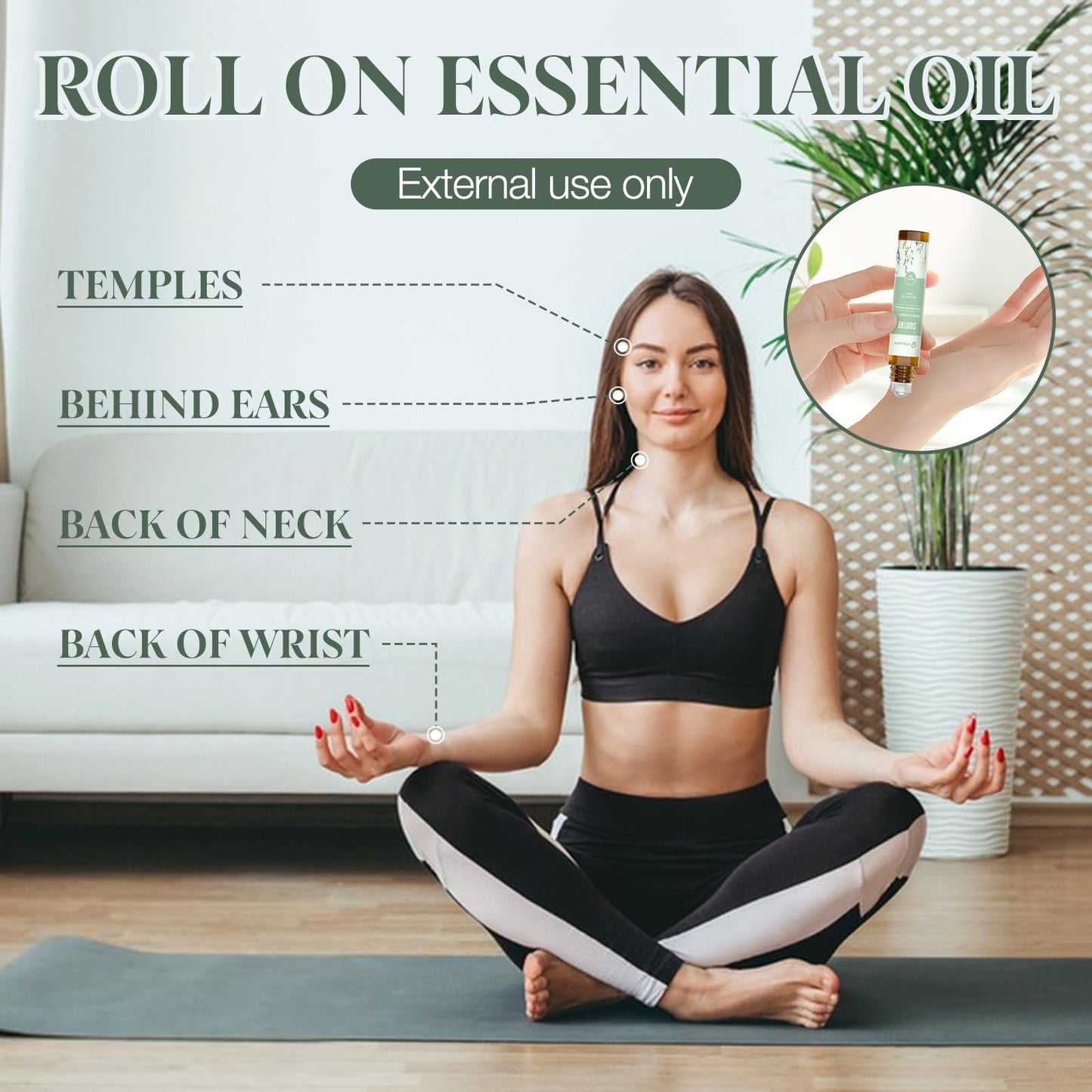 Ethlauff Essential Oil Roll On Set, (Calm,Renew,Dream,Head Relief), Aromatherapy Roll On Blends for Massage, Body Care & Home Use, Stress Relief Gift Men & Women