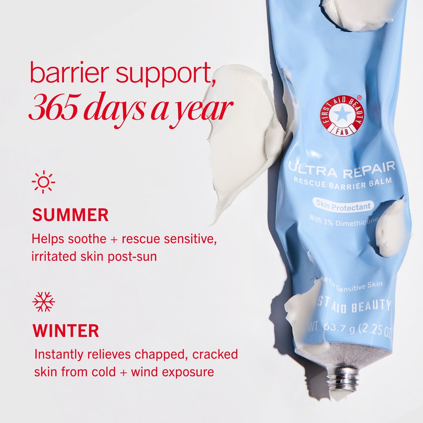 First Aid Beauty - Ultra Repair Rescue Barrier Balm, Deep Hydrating Skin Barrier Mask with 1% Dimethicone, Visible 24-Hour Relief for Dry, Cracked & Chapped Skin, Safe for Sensitive Skin, 2.25 oz