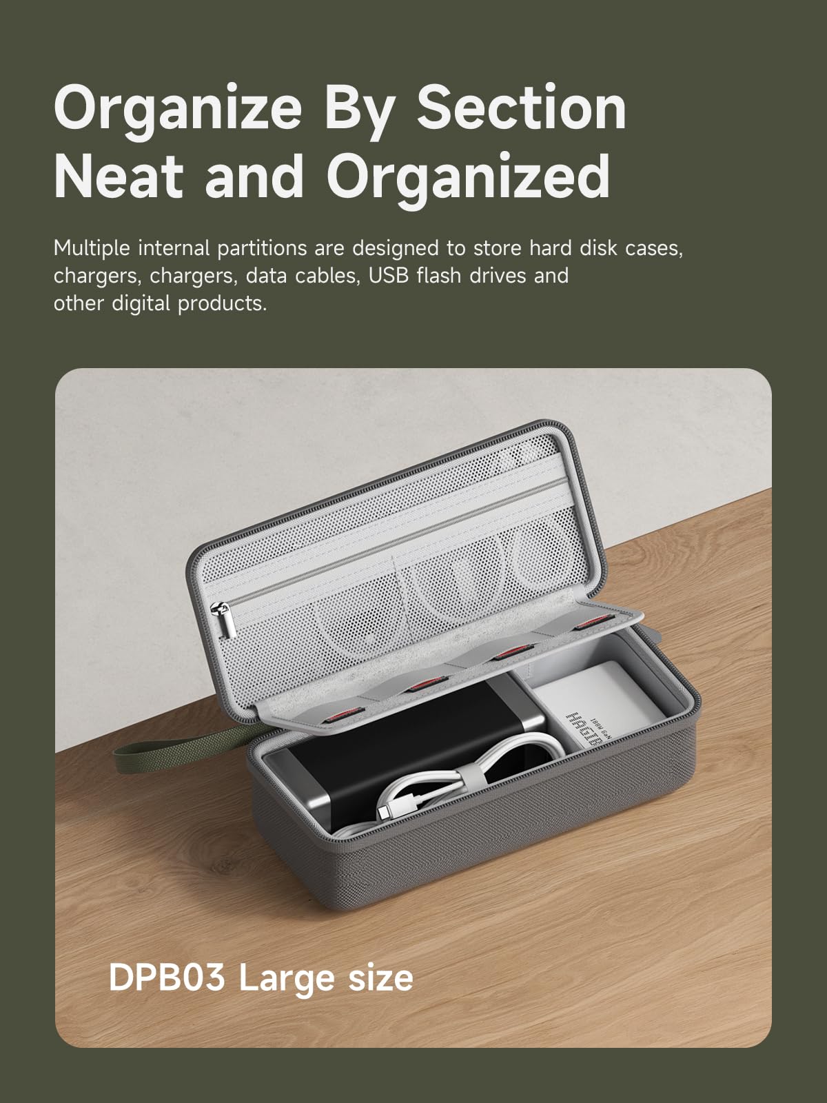 Hagibis Electronics Organizer Travel Case Cable Organizer Bag Pouch Portable Waterproof Carry Case for Cable, Charger,Power Bank, SD Card, Mouse, USB Flash Disk (DPB03 Green)