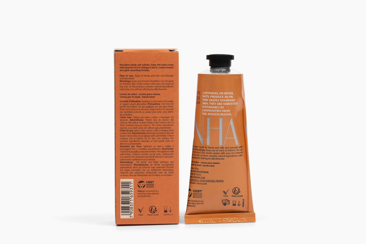 Natura - Ekos Castanha (Brazil Nut) Hand Cream - Anti-Dryness Hand Balm - 24-Hour Deep Hydration Skin Moisturizer - Vegan Skin Care - Brazilian Beauty Secrets - Self Care & Body Care - 2.6oz (75g)