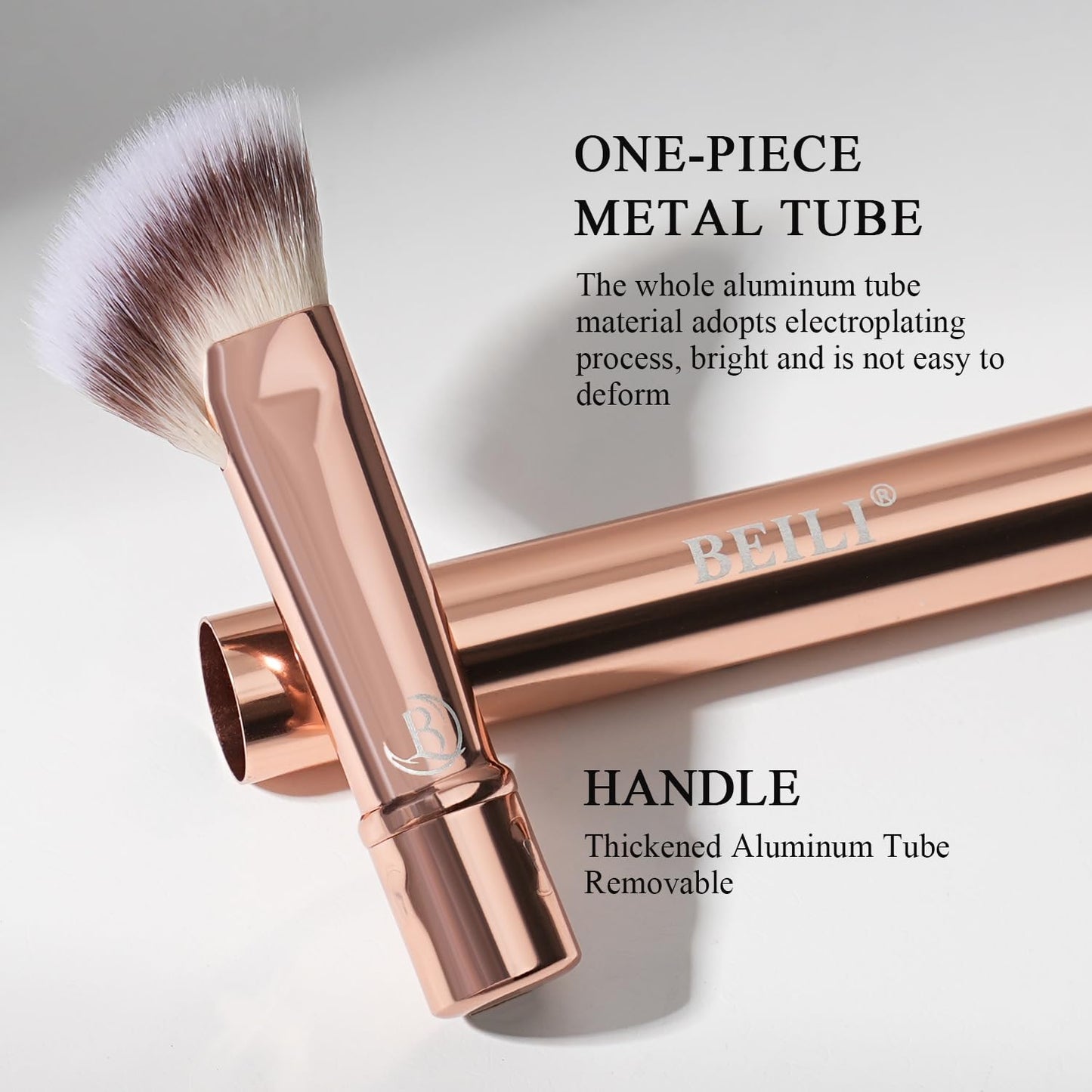 BEILI Travel Eye Makeup Brushes Set 8pcs Removable Double Sided Makeup Brush with Mirror Box & Removal Cleaner Sponge (Rose Gold)