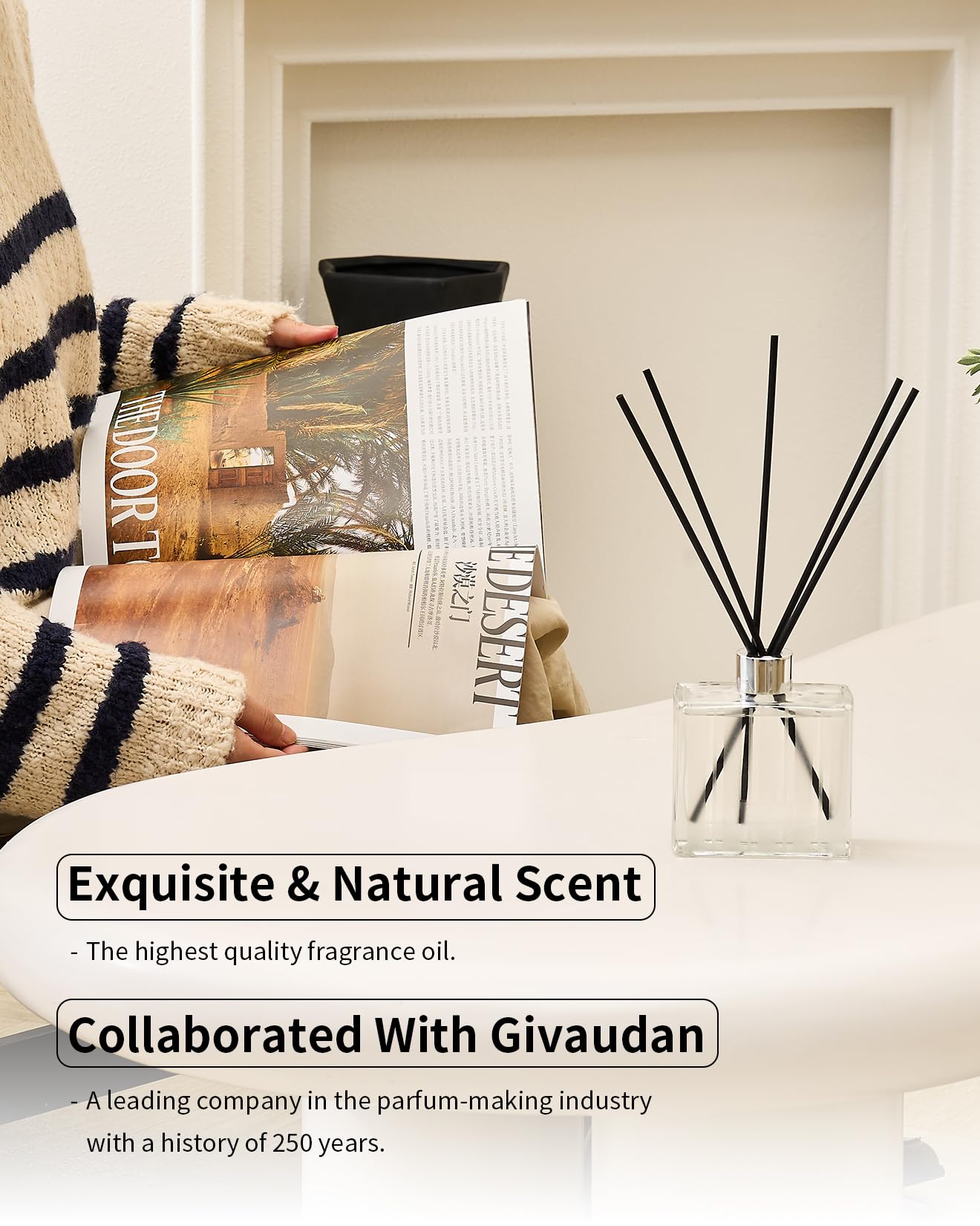 M&SENSE Eucalyptus Spearmint Reed Diffuser Set - 7.04oz Diffuser with Sticks, Rich Fragrance & Refreshing Non-Toxic Scent for Home Bathroom Office Study Other Workspaces Needing Focus, Gifts for Women