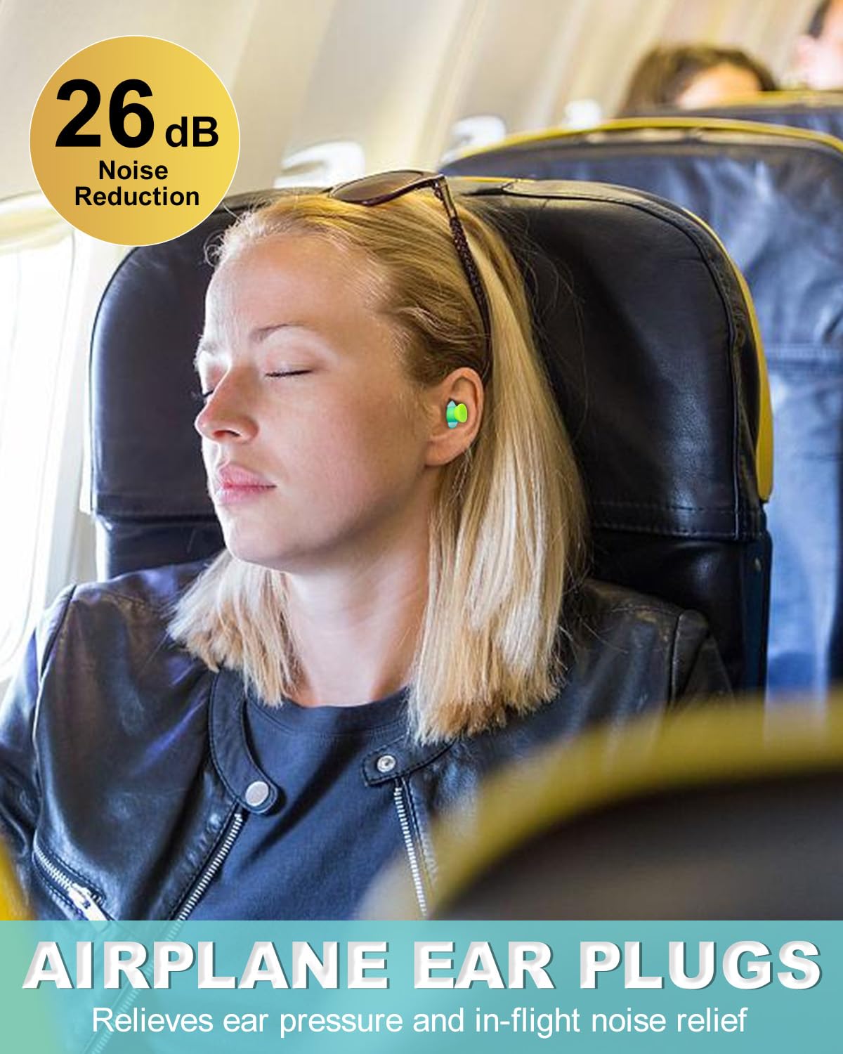 Airplane Ear Plugs Pressure Relief - Painless Flying - Noise Reduction Travel Earplugs - Plane Travel Essentials - Comfortable Reusable Filtered Flight Ear Plugs for Adults