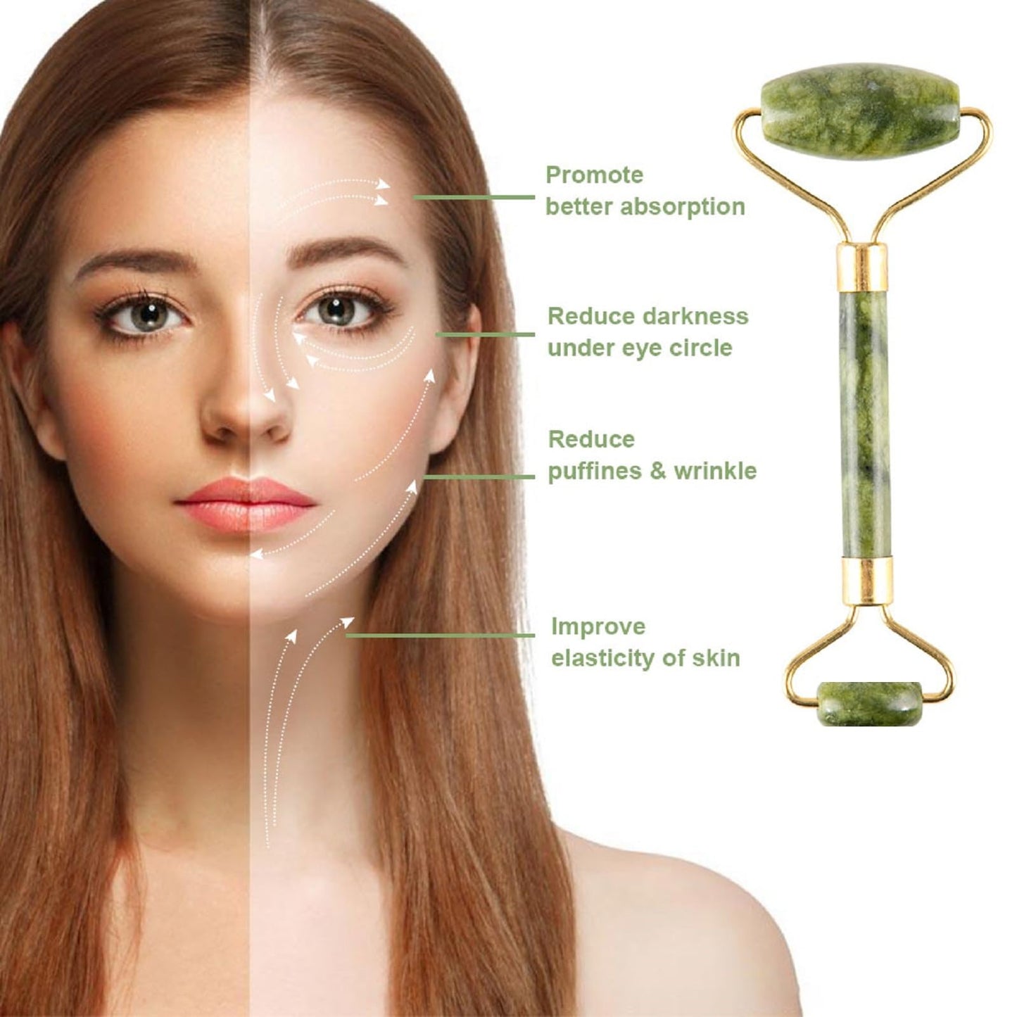 Sbnnfikeb Jade Roller and Gua Sha Set,Gua Sha Facial Tools,Face Roller,Jade Roller for Face,Guasha Tools for Face,Self Care Kit for Men Women