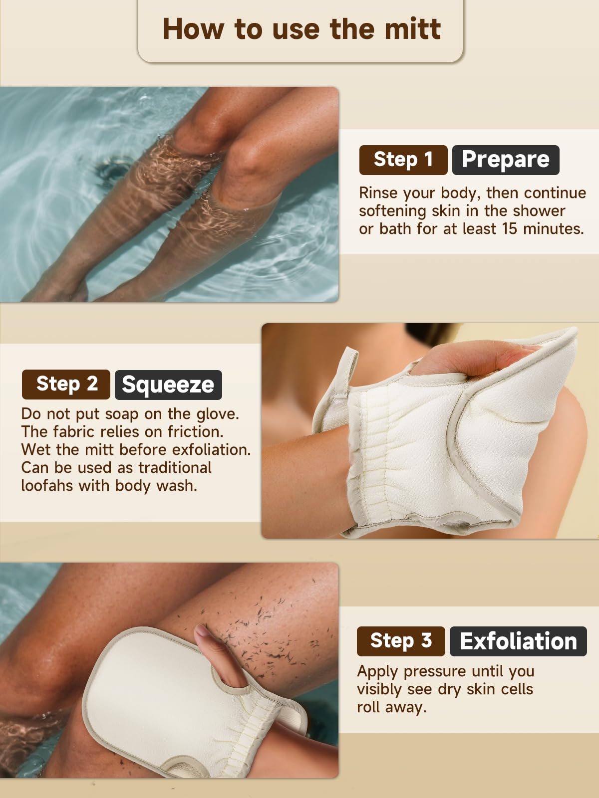 Aswdbbn Exfoliating Glove (Original) Machine Washable Newly Upgraded With Thumb Holes Korean Body Scrubber 100% Vegan Viscose Exfoliating Mitt for Dead Skin Removal, Keratosis Pilaris & Self-Tan Prep