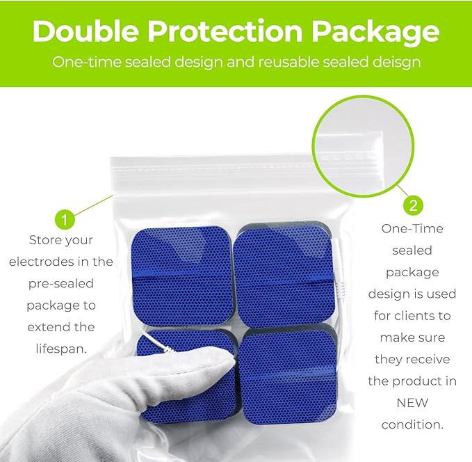 AUVON TENS Unit Replacement Pads Combination Set, 20 Packs Multiple Sizes Electrodes for TENS Unit, Reusable and Latex Free Pigtail TENS Pads for Multiple Pain Relief (2mm Connector) (Blue)