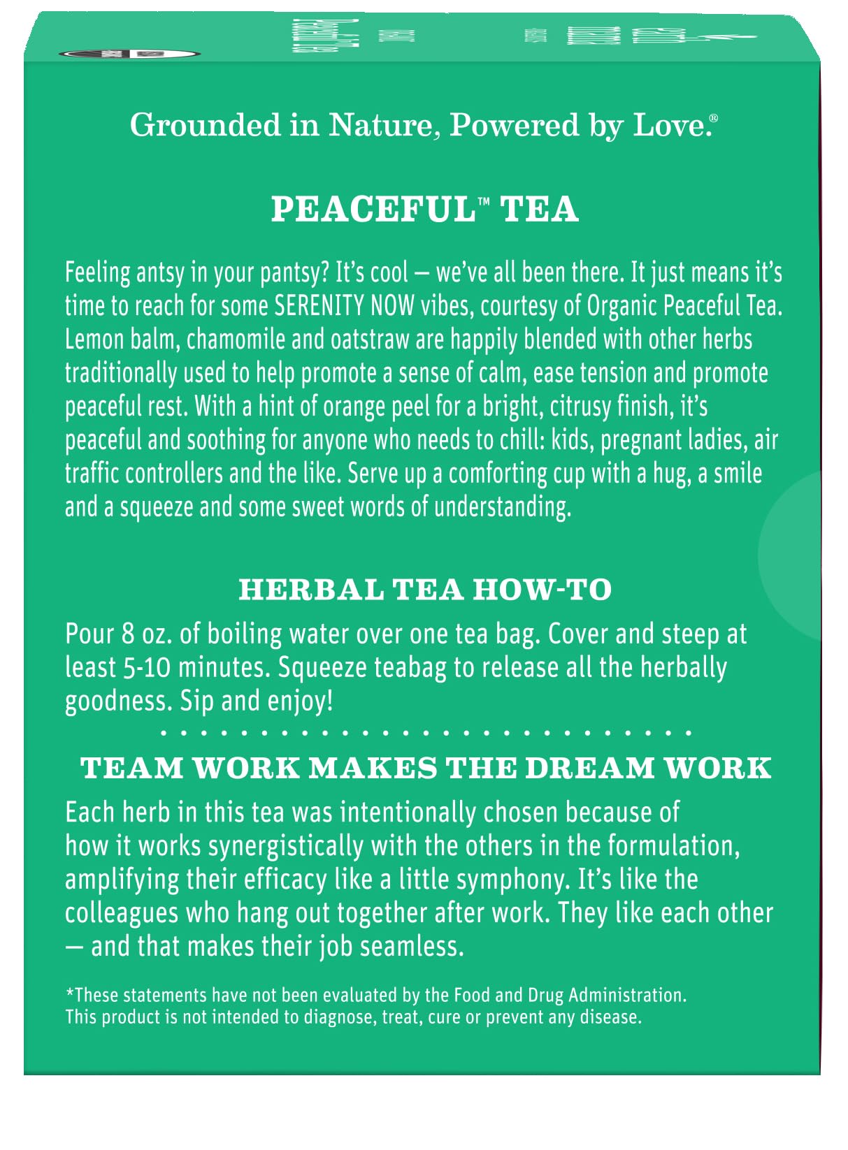 Earth Mama Organic Peaceful™ Tea | Stress Less! Calming, Relaxing Herbal Blend Safe for Pregnancy & Beyond, 16 Teabags Per Box