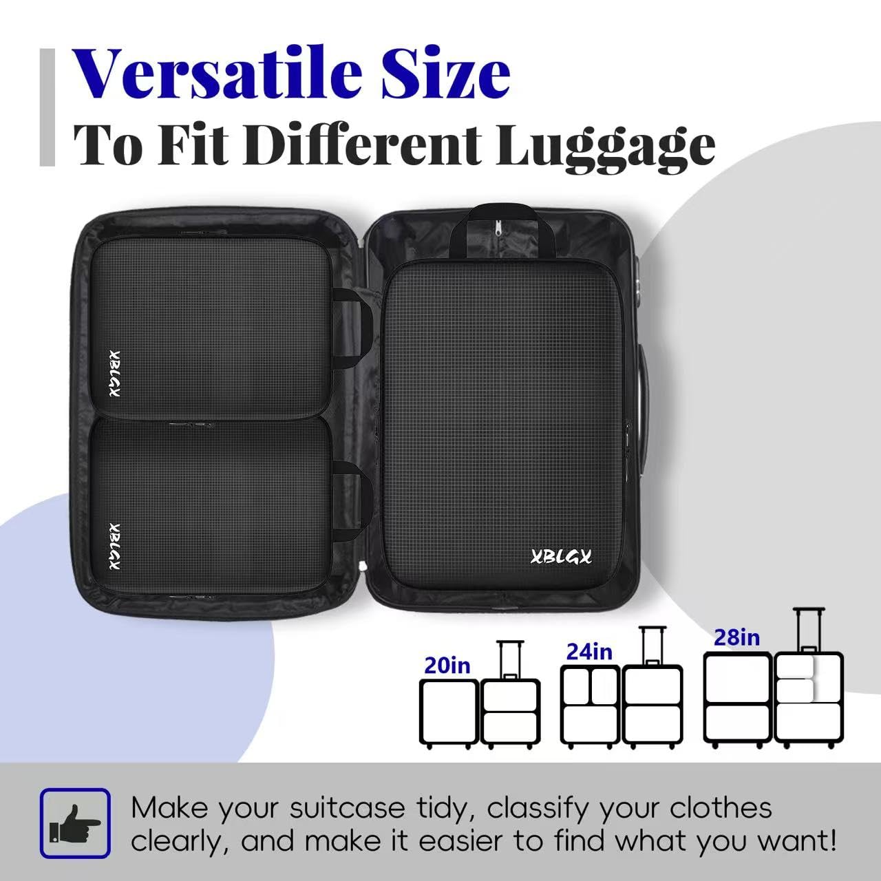 XBLGX 6 Set Compression Packing Cubes for Travel, Suitcases and Carry On, Luggage Organizer Bags for Travel Accessories