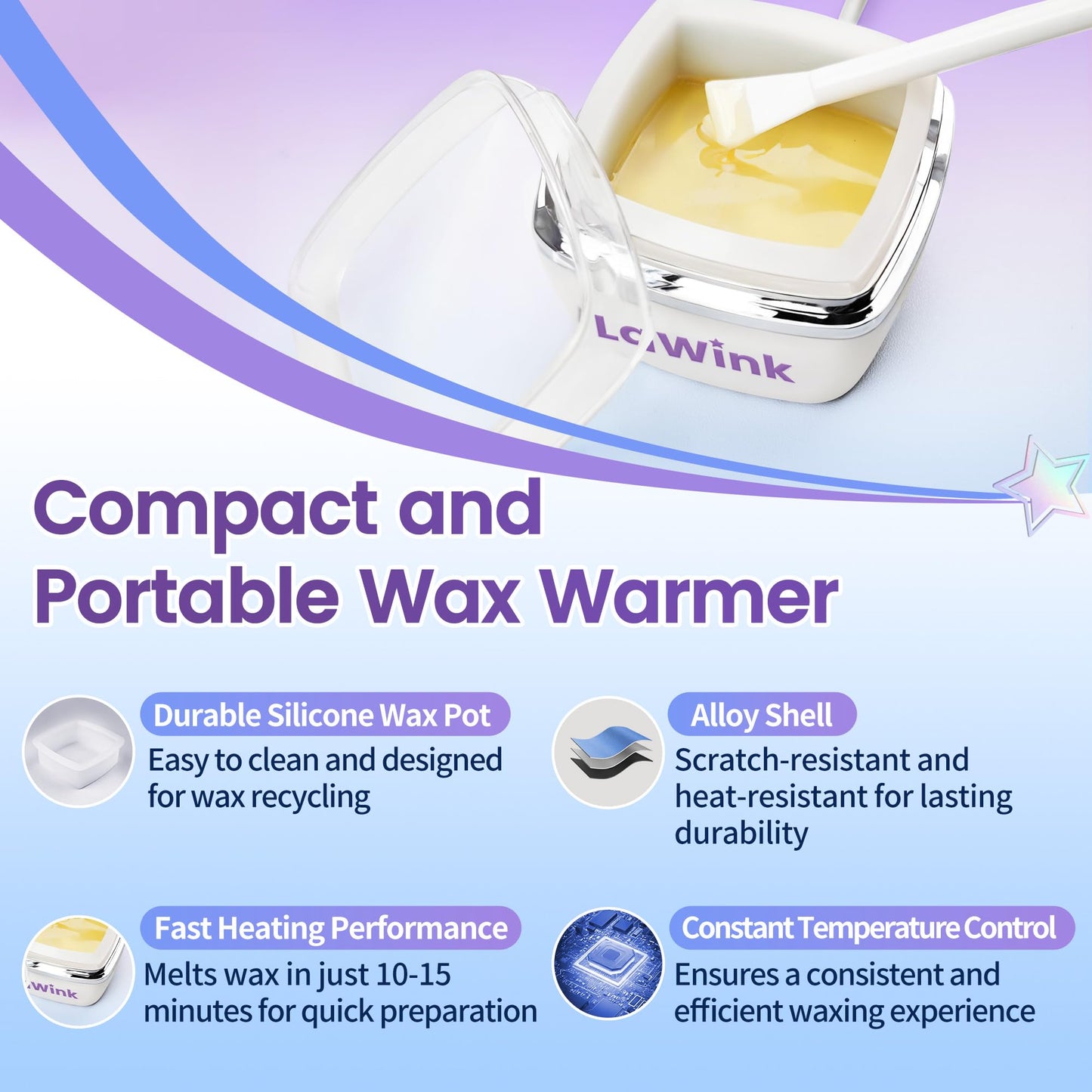 LaWink Nose and Ear Wax Kit Men,Mini Waxing Warmer Travel Waxing Warmer for Hair Removal, Eyebrow Waxing Kit for Women, with 100g Wax Beans, 15-20 Times, Silicone Pots, Usb Rapid Heating, Painless