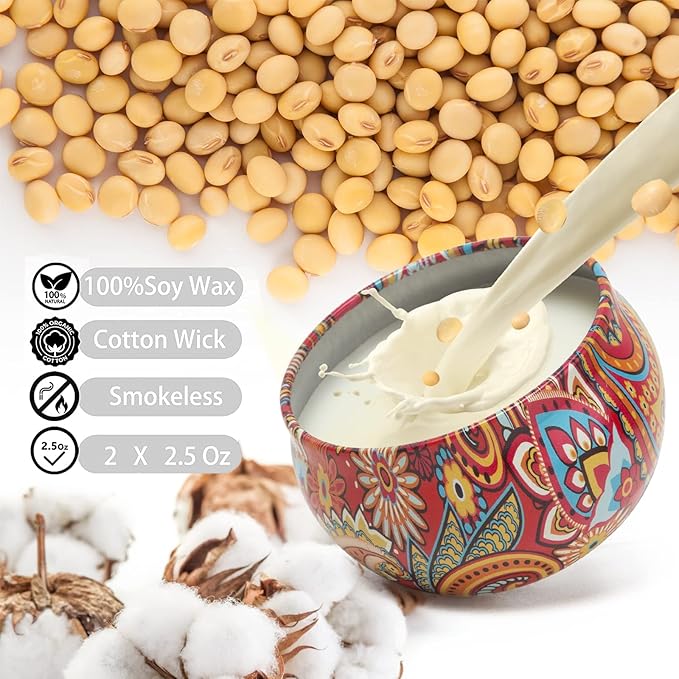 2 Pack Scented Candles Set, Classic 2.5 oz Fresh Sandalwood and Jasmine Aromatherapy Candles for Home Scented, Natural Soy Candles Gifts for Women, Portable Small Candles Gift for Christmas