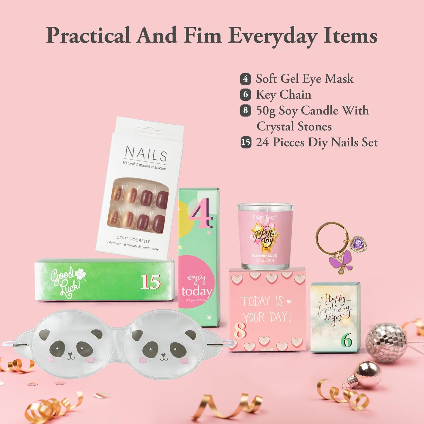Birthday Gifts for Teens Birthday Gifts for Women Happy Birthday Surprise Box, 15pcs Luxury Spa Gifts, Gift Box for Teen Girls Unique Diy Nails Set, Luxury Birthday Presents Spa Gift for Mom Daughter