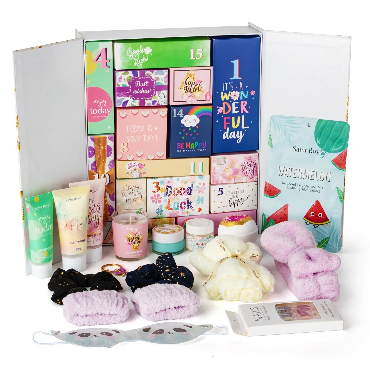 Birthday Gifts for Teens Birthday Gifts for Women Happy Birthday Surprise Box, 15pcs Luxury Spa Gifts, Gift Box for Teen Girls Unique Diy Nails Set, Luxury Birthday Presents Spa Gift for Mom Daughter