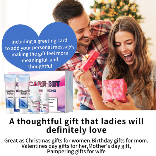 Skin Care Set, Collagen Retinol Rejuvenating Kit, Mini Travel Essentials, Travel Size Skin Set with Facial Cleanser, Toner, Serum, Cream, Lightweight, Hydrating, Travel-Friendly Skincare Set