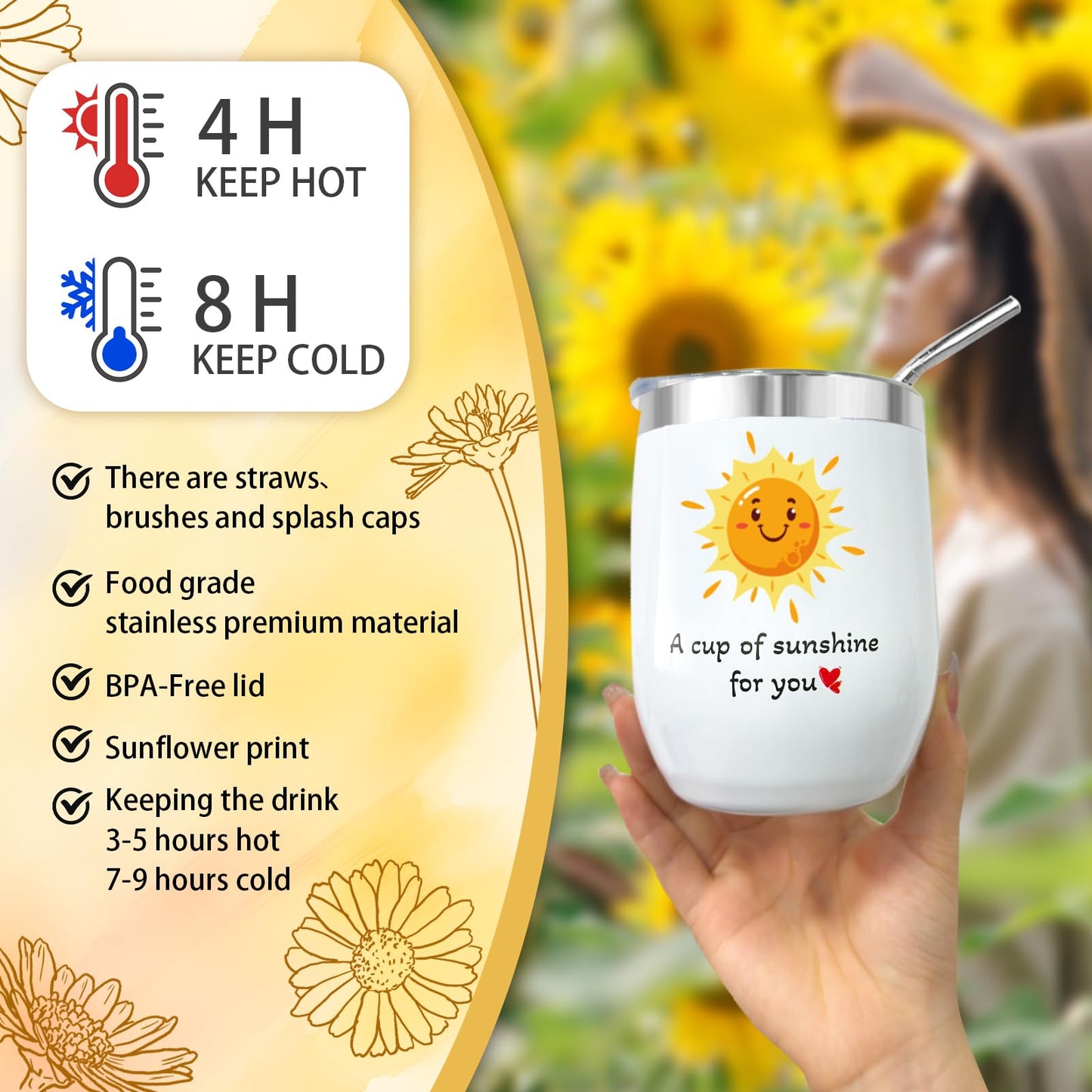 Birthday Gifts for Women, Sunflower Self-Care Package, Sending Sunshine Get Well Gifts for Women, Her, Sister, Mom, Best Friends, Unique Relaxation Spa Basket Perfect for Valentine's Mother's Day