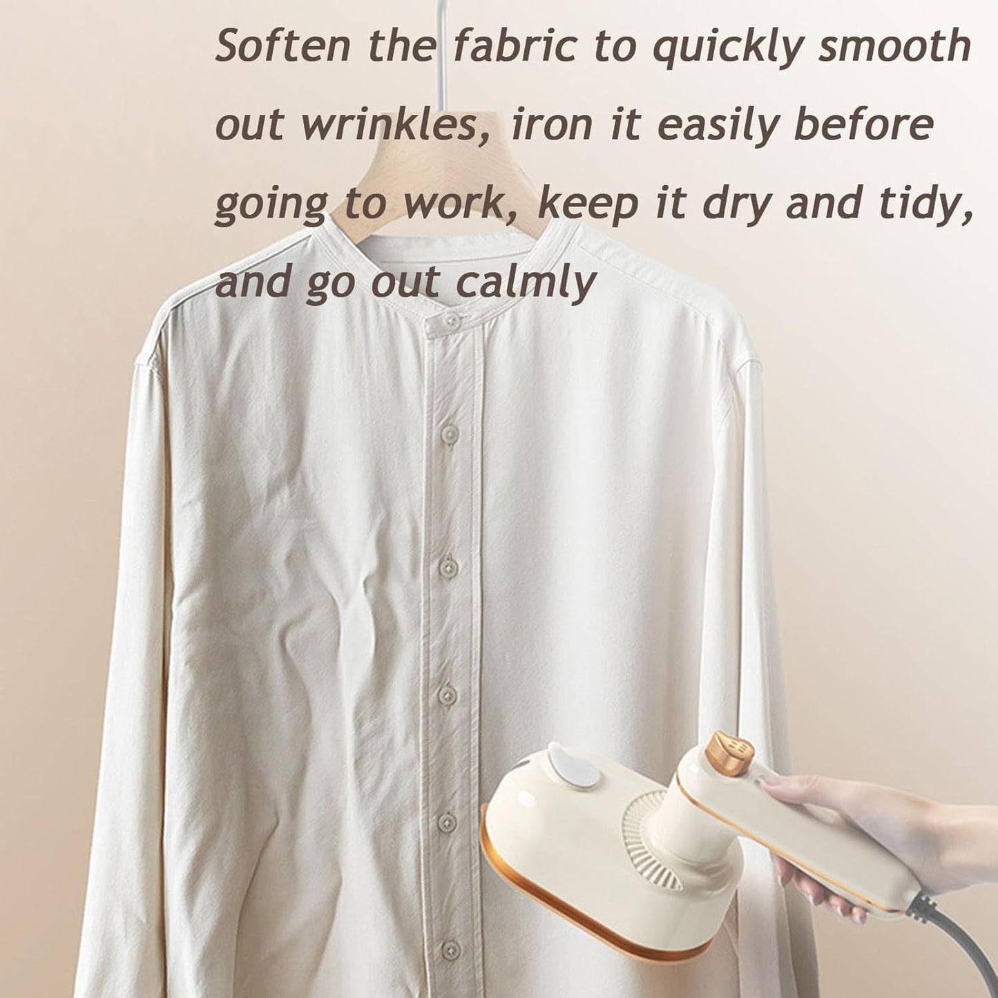 2-in-1 Handheld Steam Iron with Anti-Scald Base – Compact Portable Steamer for Clothes, 1000W Fast Heating in Just 5 Seconds – Ideal Mini Travel Iron for Home & Dorm(Milky white)