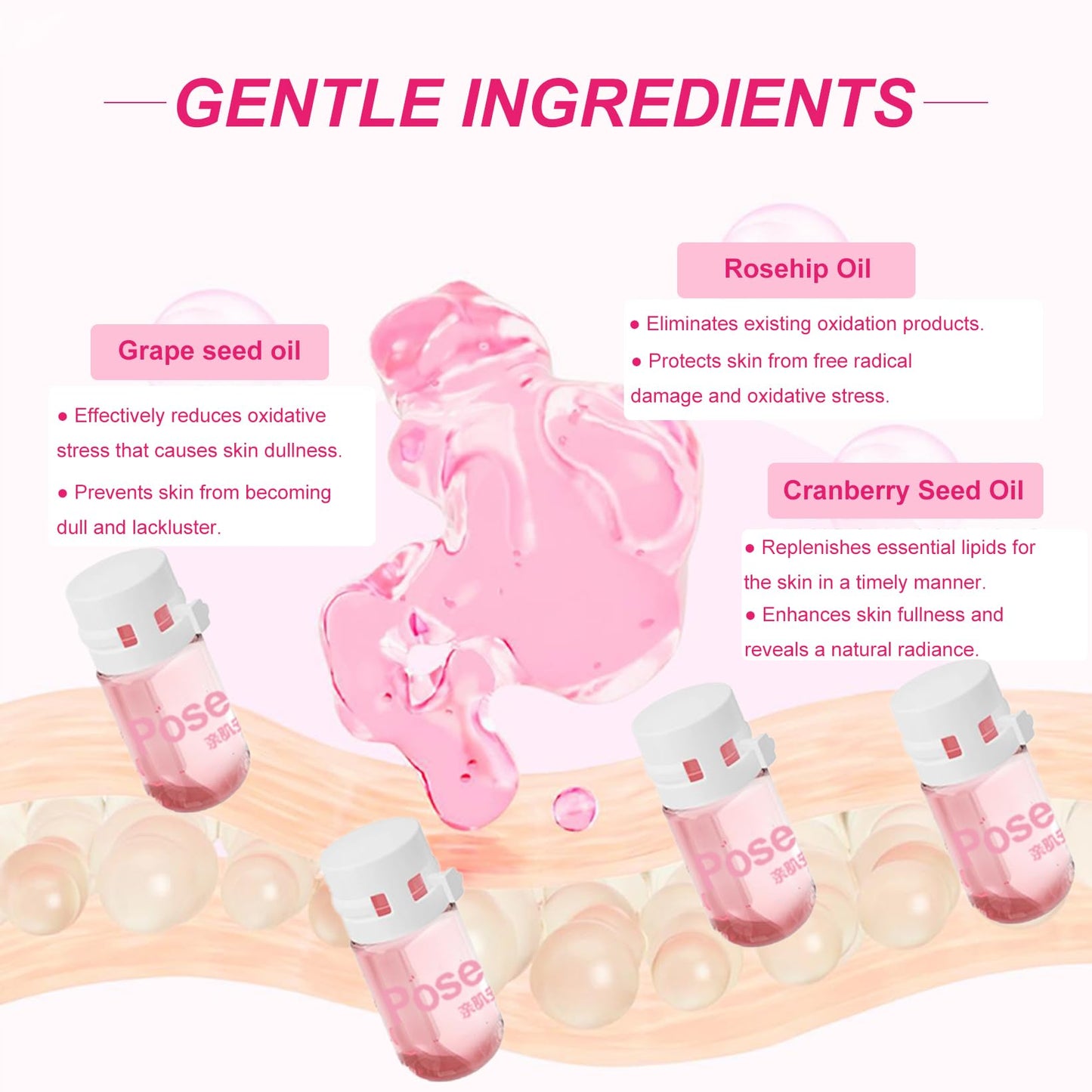 GMaxit 20Pcs Cleansing Oil Mini,Portable Natural Makeup Remover Oil,Nourishing and Gentle for All Skin Types,Rose,2 ml/0.07 fl.oz