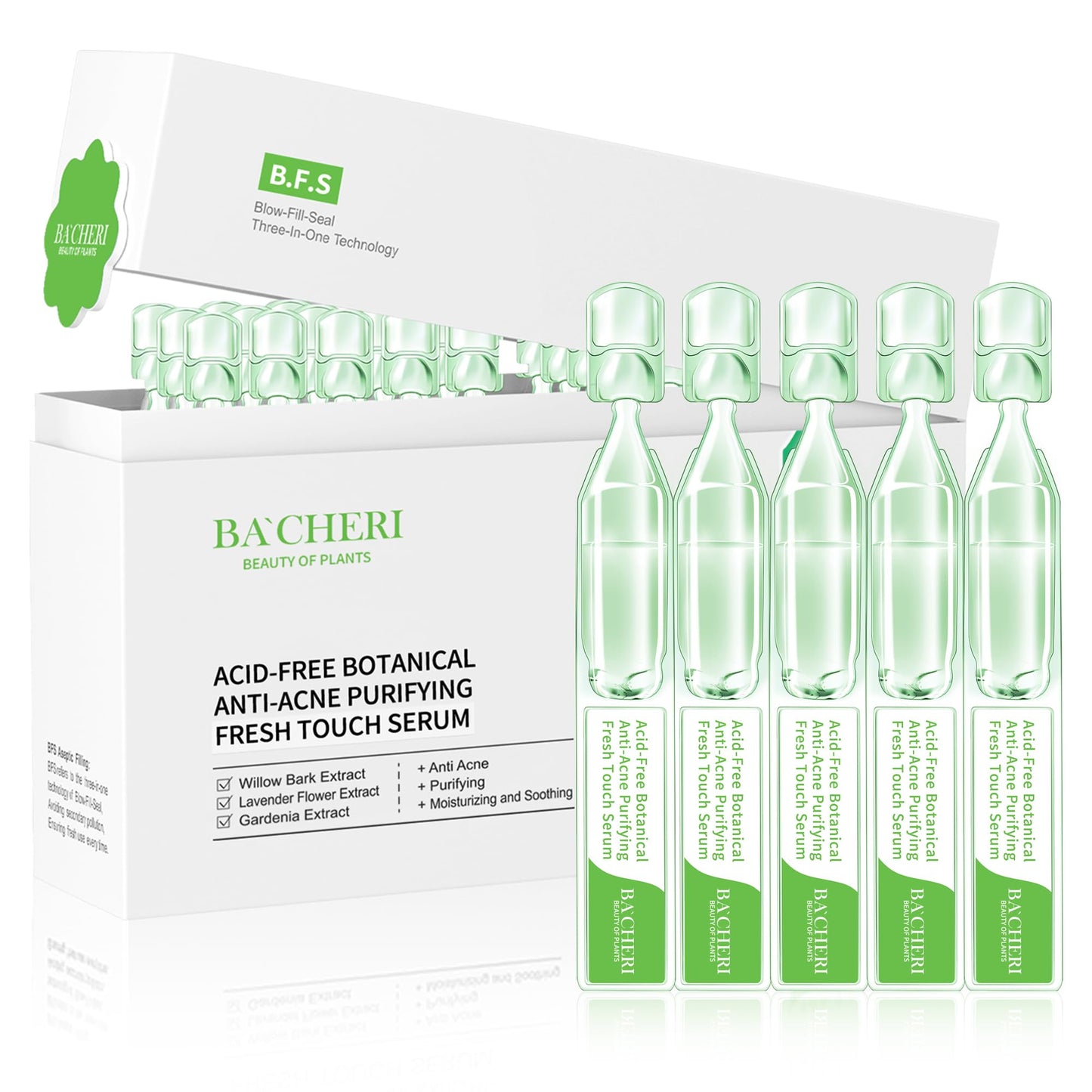 Gentle Botanical Acne Treatment for Face – Acid-Free Spot Facial Serum with Niacinamide & Witch Hazel, Soothes Redness & Controls Breakouts for Sensitive, Oily & Acne-Prone Skin – 1.2 ml × 30 Ampoules
