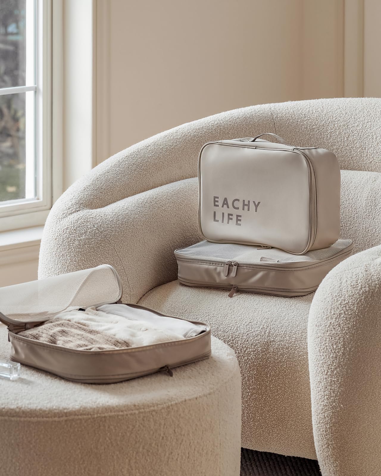 EACHY 6 Set Compression Packing Cubes for Travel & Carry-On, Space-Saving Luggage Organizers & Compression Bags for Clothes & Shoes, Ideal for Vacation & Cruise Essentials