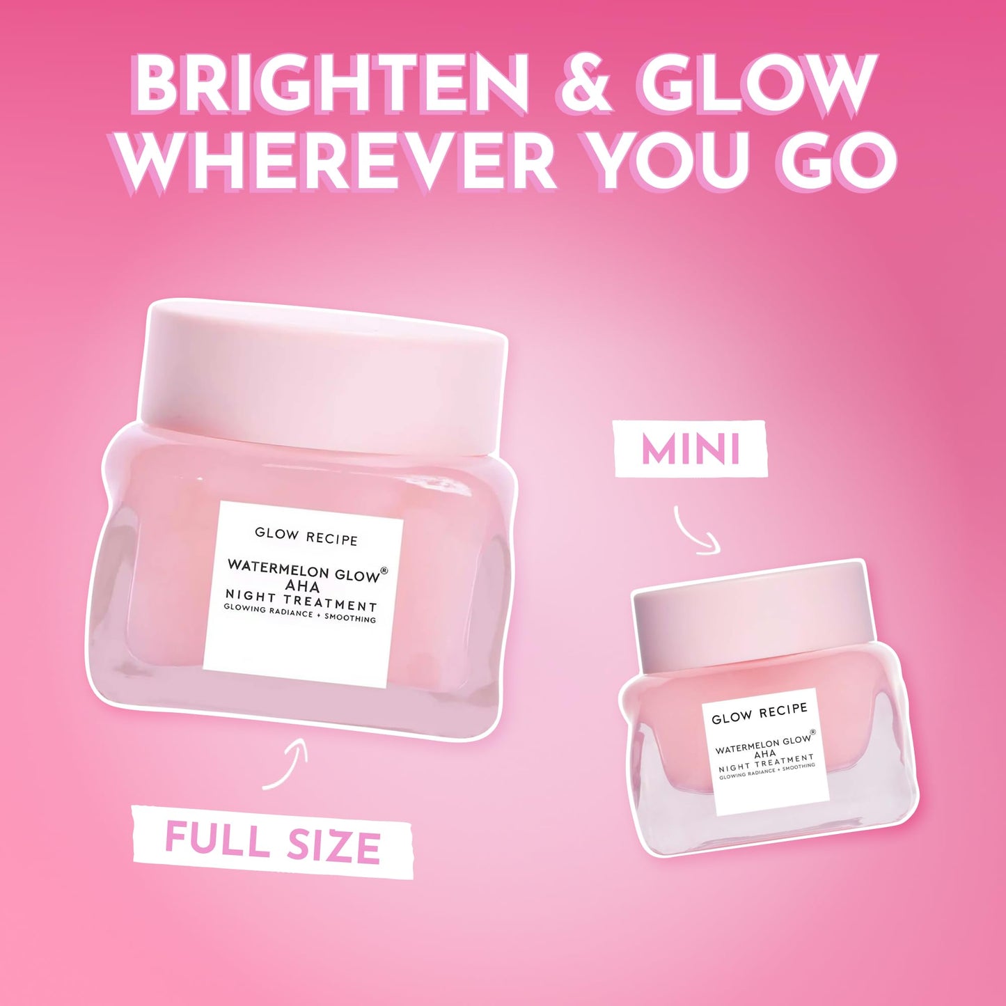 Glow Recipe Travel Size Watermelon Glow AHA Night Treatment - Overnight Resurfacing Mask with AHA Complex, Hyaluronic Acid, Niacinamide & Watermelon Enzymes for Smooth, Glowing, Even-Toned Skin (25ml)