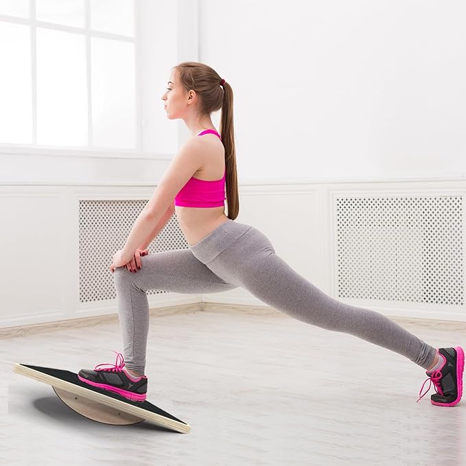 Balance Board Wooden Wobble Board for Adults Anti-Slip Board for Physical Therapy & Core Strength, Ideal Balance Board for Standing Desk with Ankle Support