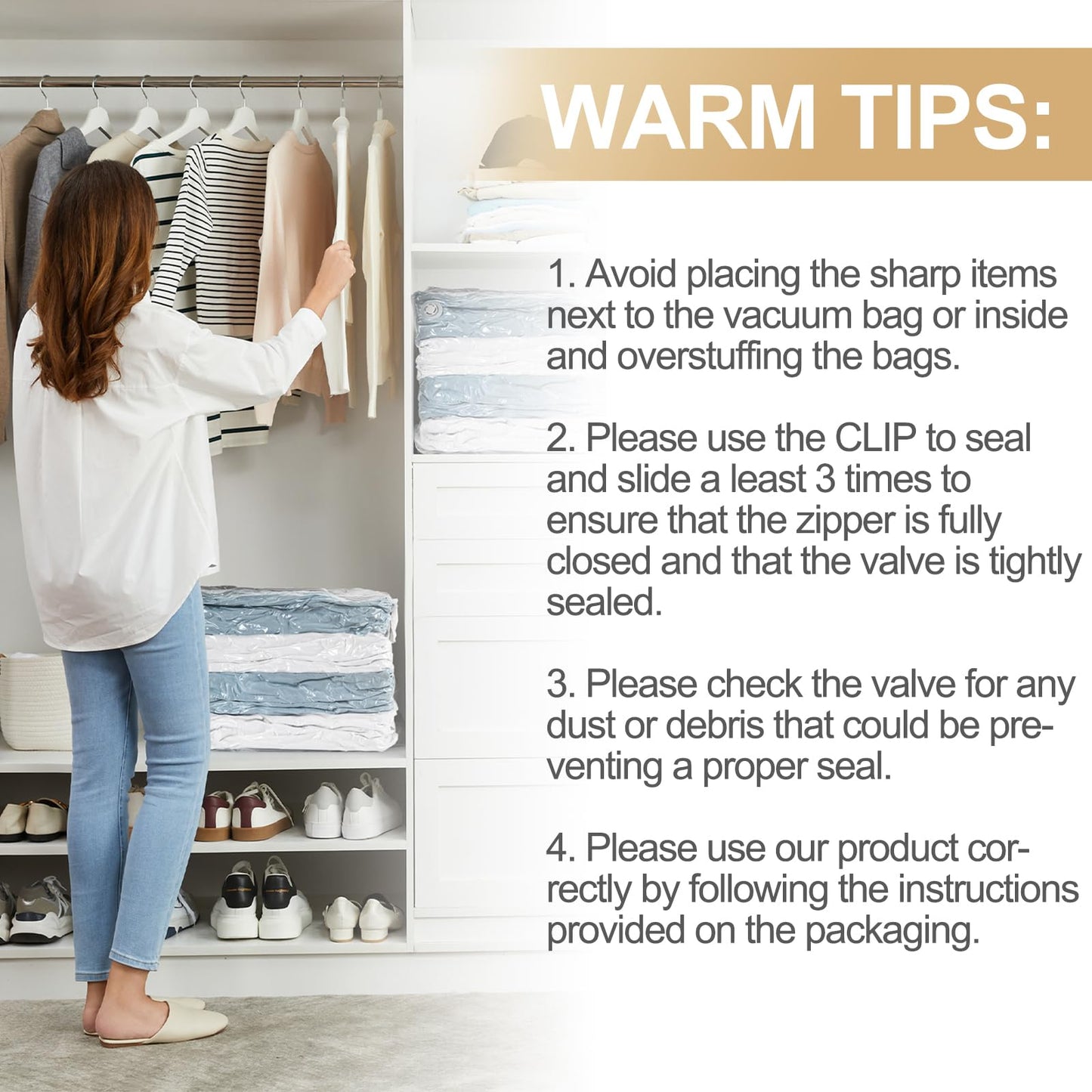 TAILI 6 Pack Vacuum Storage Bags, Jumbo Cube (31x40x15 Inch), Extra Large Vacuum Seal Bags for Clothing, Comforters, Blankets, Bedding, Closet Organization Space Saving, Cream