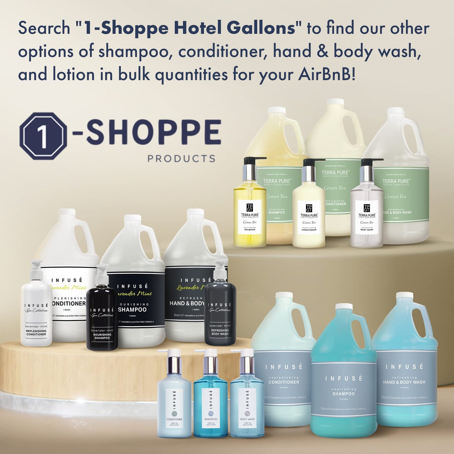 1-Shoppe Terra Pure Ecobox Amenities Kit | Green Tea Soap | Shampoo, Conditioner, Body Lotion, Body Wash | 10.14 oz | Hotel Toiletries Bulk