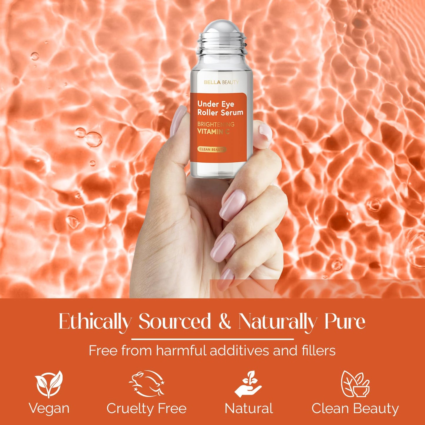 Bella Beauty Eye Roller Serum with Vitamin C & Niacinamide - Reduces Puffiness, Fine Lines & Dark Circles - Anti-Aging, Dermatologist Tested, Korean Skin Care for All Skin Types - 1.69 Fl. Oz