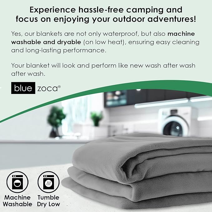 Beach Blanket Waterproof Sandproof Waterproof Blanket for Camping, Hiking, Outdoor Sporting Events, Picnics & More | Machine Washable & Pet Friendly | Travel Size - 65x50in Gray