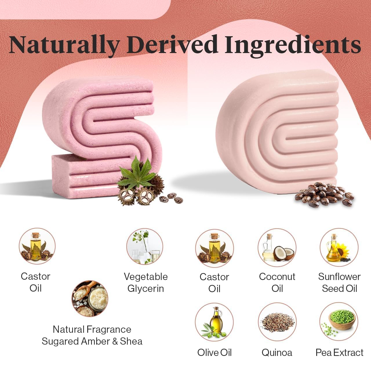 Kitsch Castor Oil Shampoo and Conditioner Set - Organic Castor Oil Hair Care for Dull & Dry Hair - Nourishing Bar Soap for Hair Growth - Free of Sulfate, Silicone, & Paraben - Made in USA - 2pcs