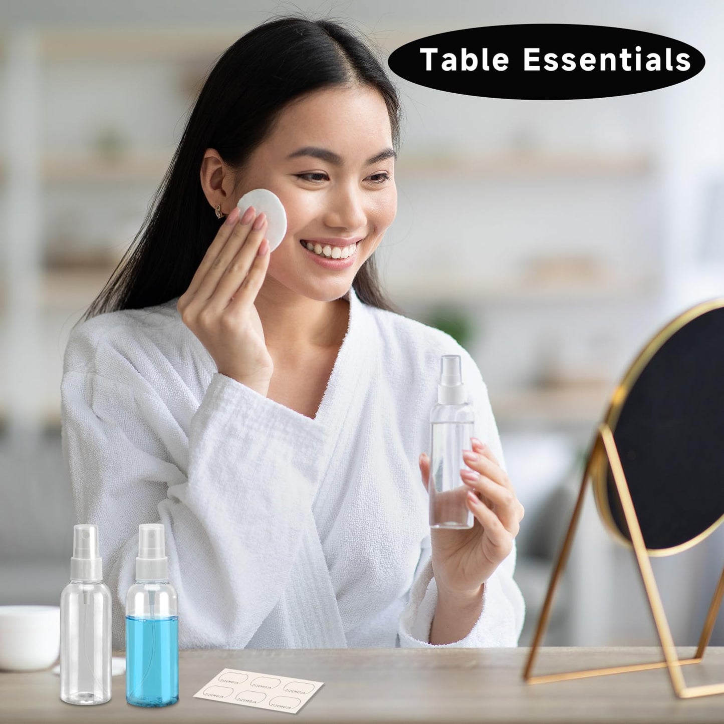 ZIZEMOJA 3.4OZ 6 Pack Small Spray Bottle 60ml, Clear Plastic Travel Spray Bottle, Empty Mini Sprayer Bottles for Face, Toner, Liquids, Essential Oils with Labels