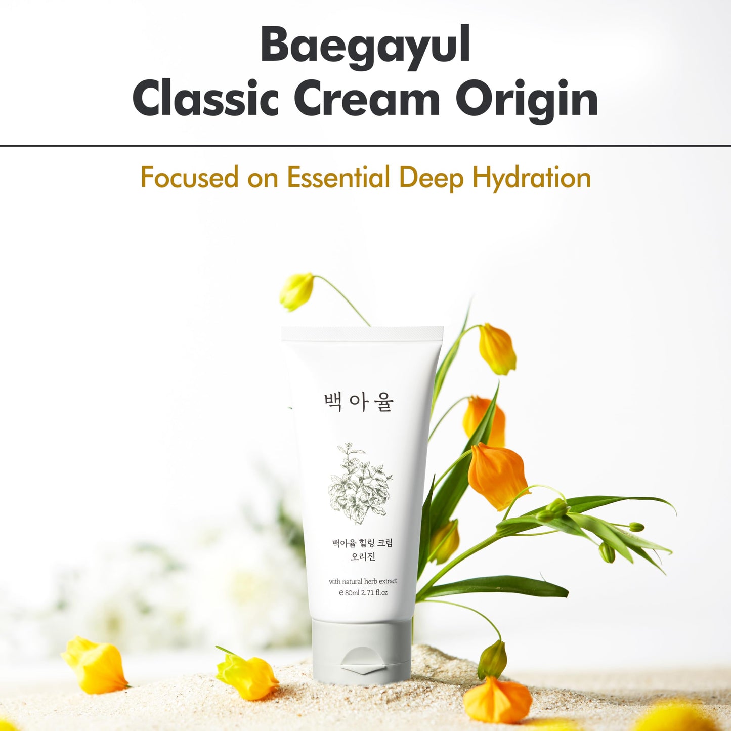 Baegayul Classic Cream Origin - Deep Hydration Face Moisturizer with Propolis & Job’s Tears, Soothing Korean Skincare for Dry and Sensitive Skin, Herbal Cream for Radiant Look (2.71fl oz)