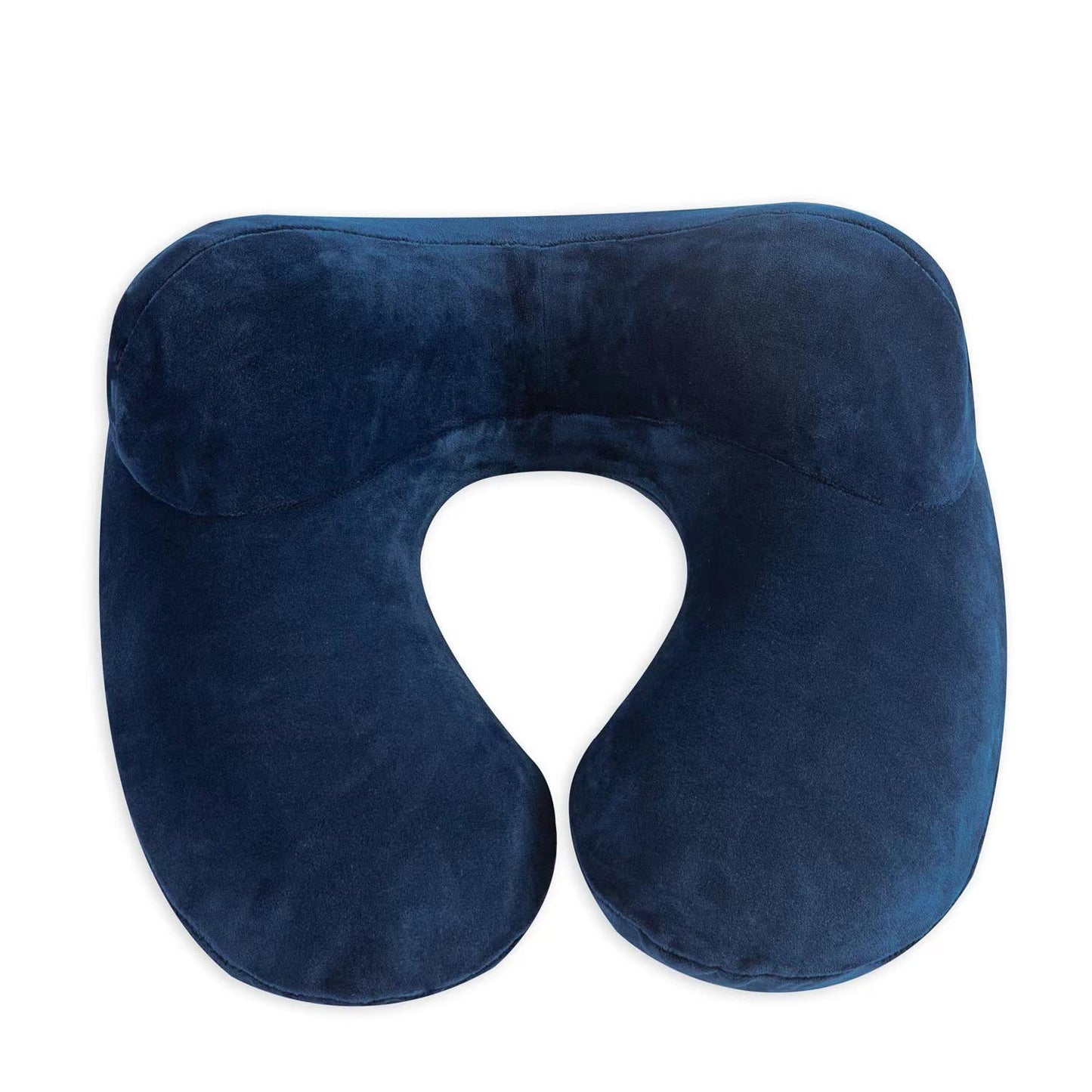 Makimoo Inflatable Travel Pillow, Neck Pillow Support for Traveling, Airplanes, Cars, and Offices with Compact Carrying Bag, Soft Velvet Washable Cover, Ideal for Adult Sleepers (Blue)