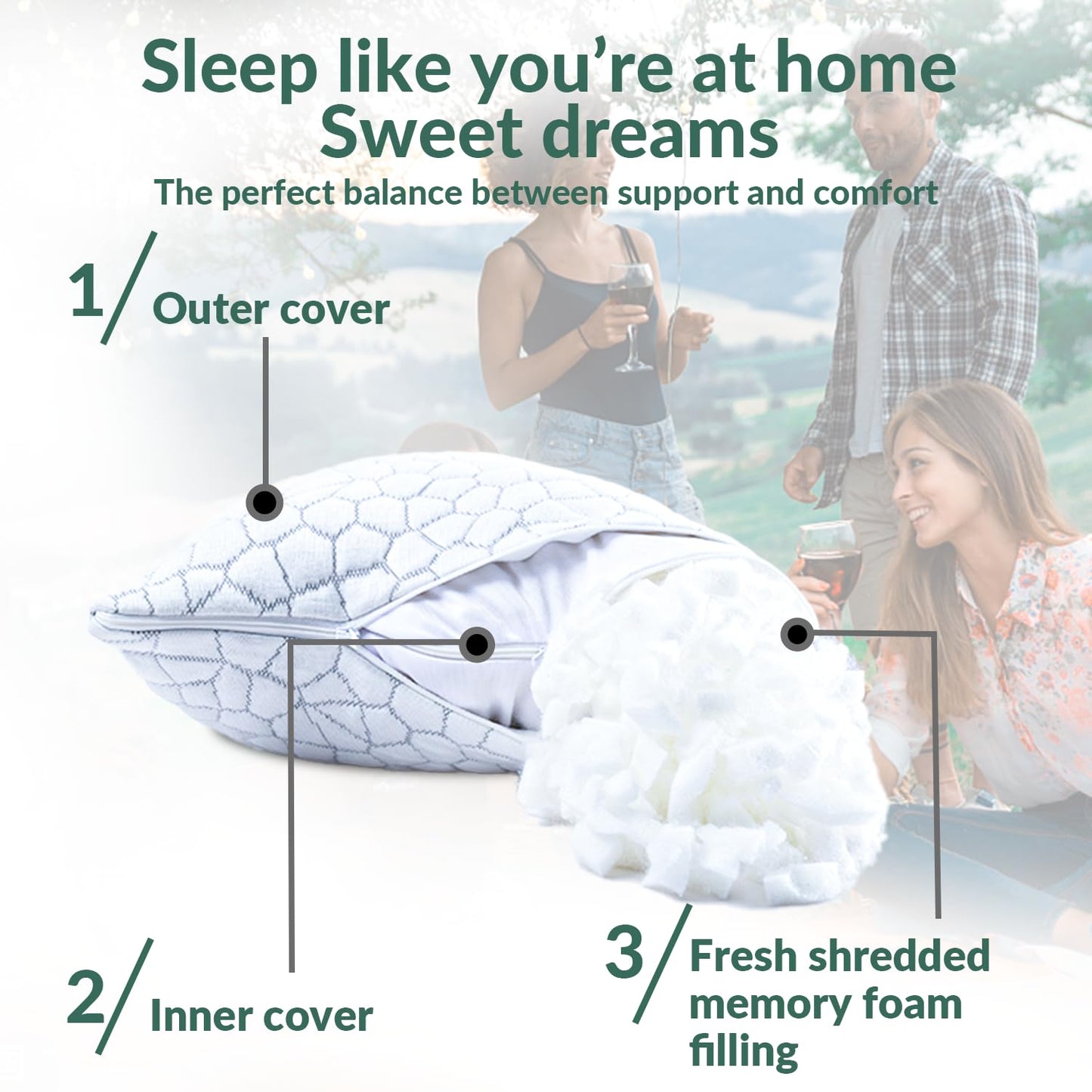 QUTOOL Small Travel Pillows for Sleeping, Cooling Memory Foam Camping Pillow, Backpacking for Hiking Gear, Portable Pillow with Travel Storage Bag, Camping Essentials for Adults Kids